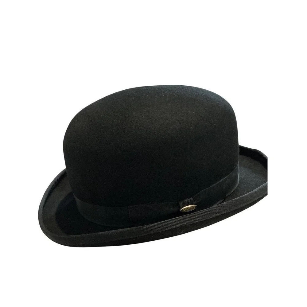 Scala Classico Bowler Hat Mens Black 100% Wool Felt Derby Hat